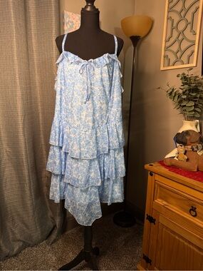 wild fable Light Blue Floral Smocked Sundress